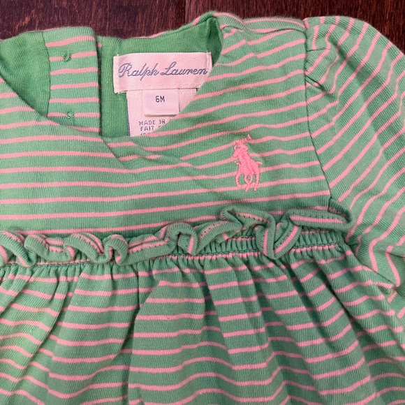 Ralph Lauren Baby Girl Dress Pink and Green Stripe size 6 months - Picture 3 of 5